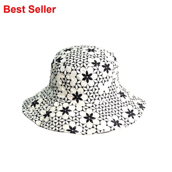 Floral Pattern Bucket Hat - 100% Polyester - Classic Flower Design